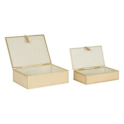 Lot de 2 boites en verre et papier doré - Tulum