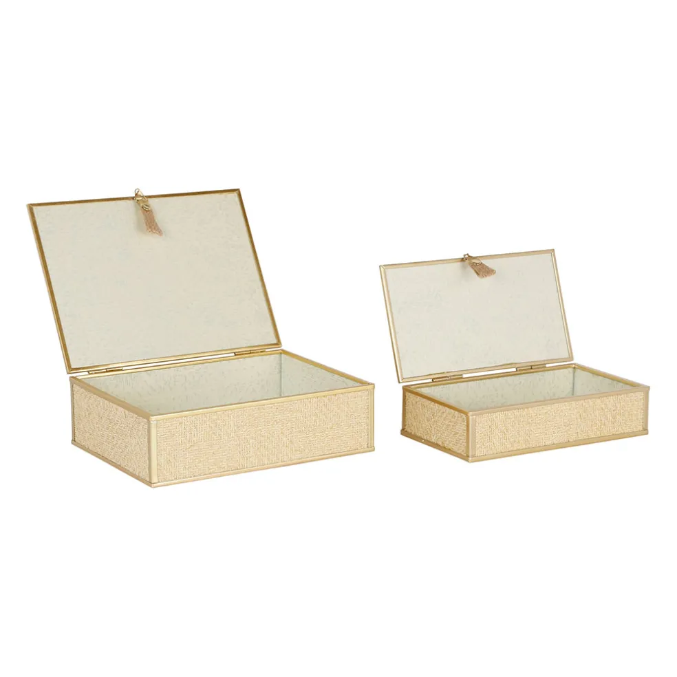 Lot de 2 boites en verre et papier doré - Tulum