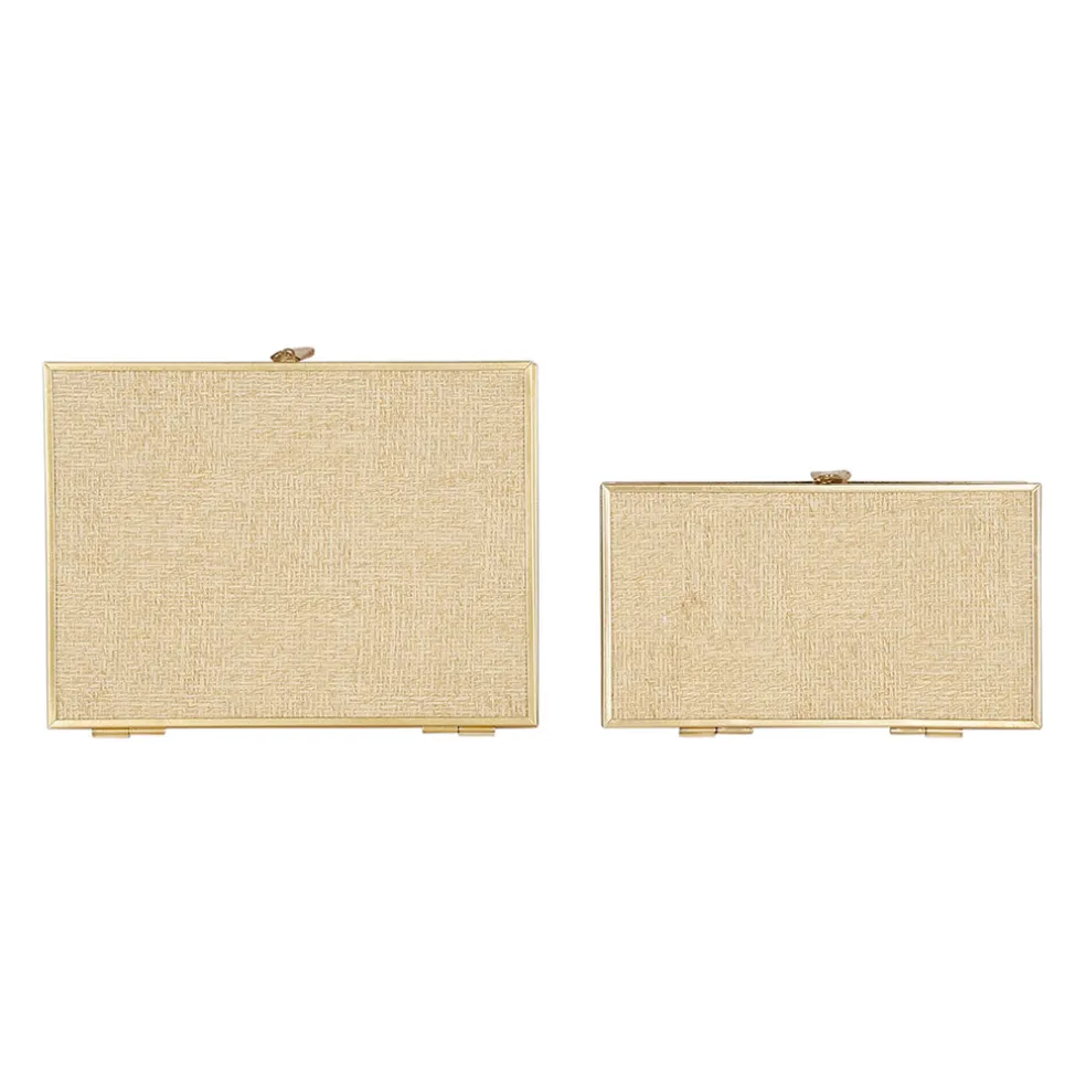 Lot de 2 boites en verre et papier doré - Tulum