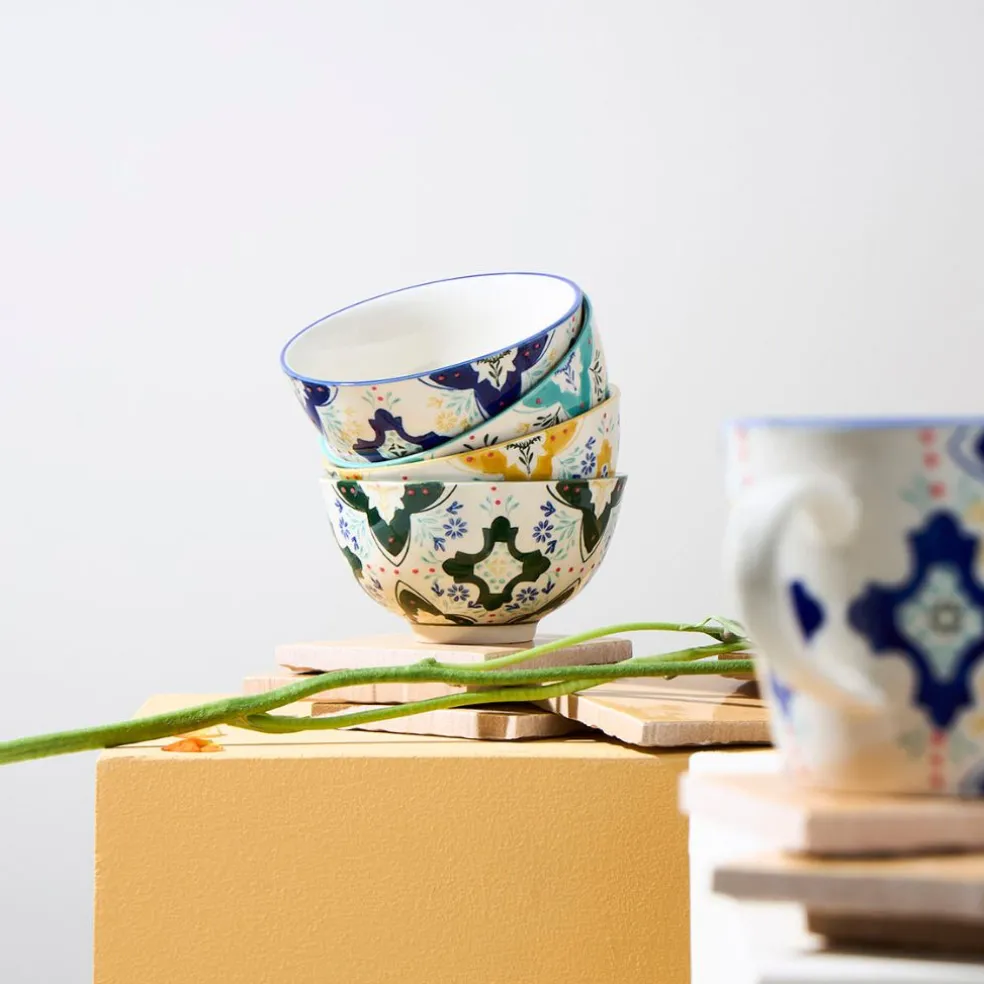 Lot de 4 bols en grès multicolore 30cm - Azulejo