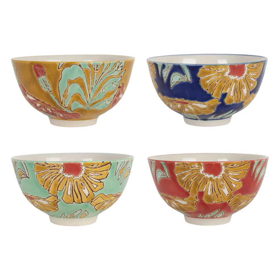 Lot de 4 bols en grès multicolore 30cl - Flaura