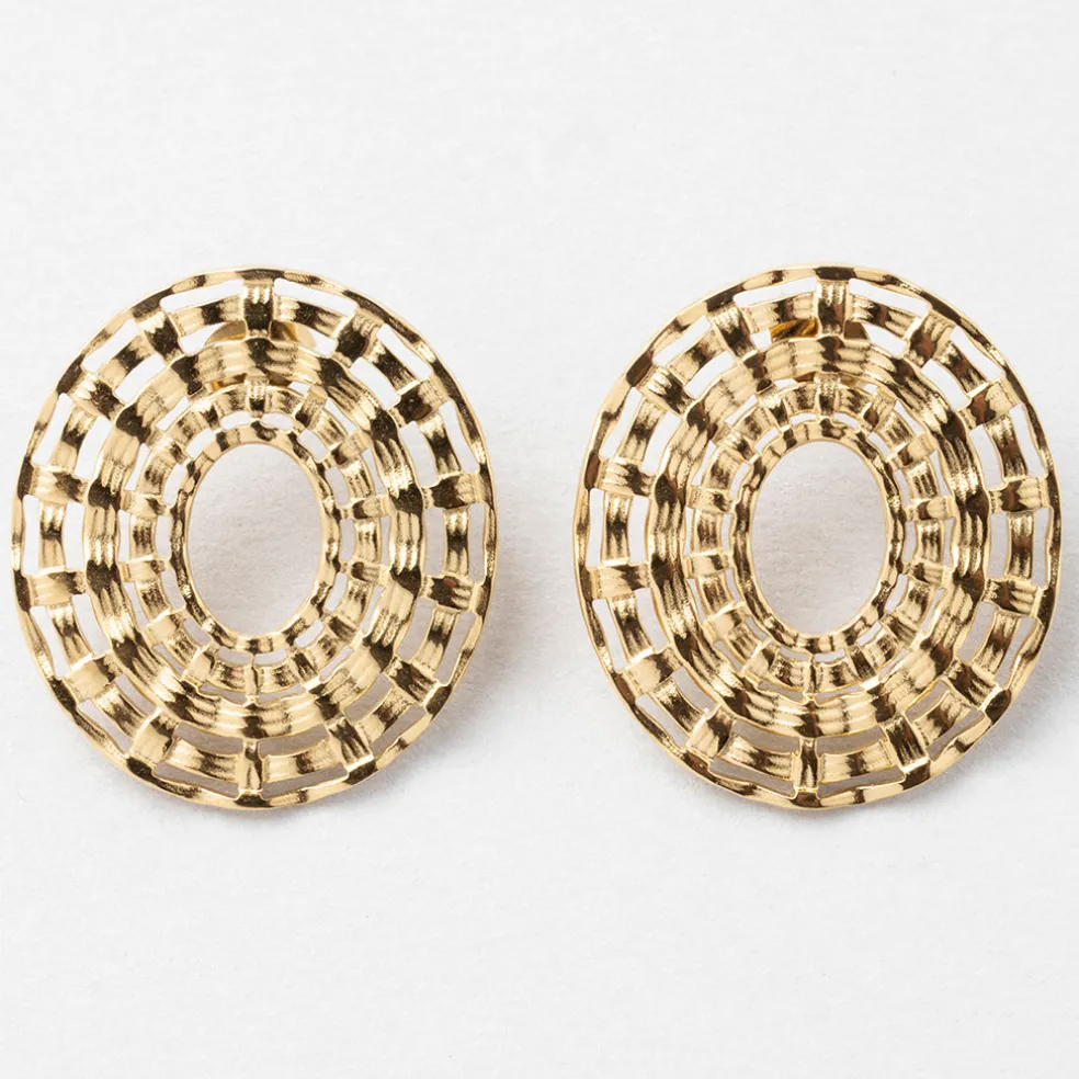 Lot de 2 boucles d'oreille en acier inoxydable doré h25mm