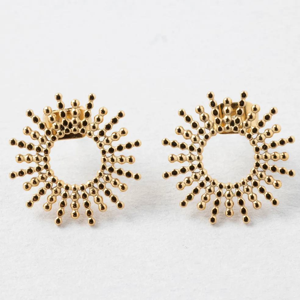 Lot de 2 boucles d'oreille soleil doré h10mm