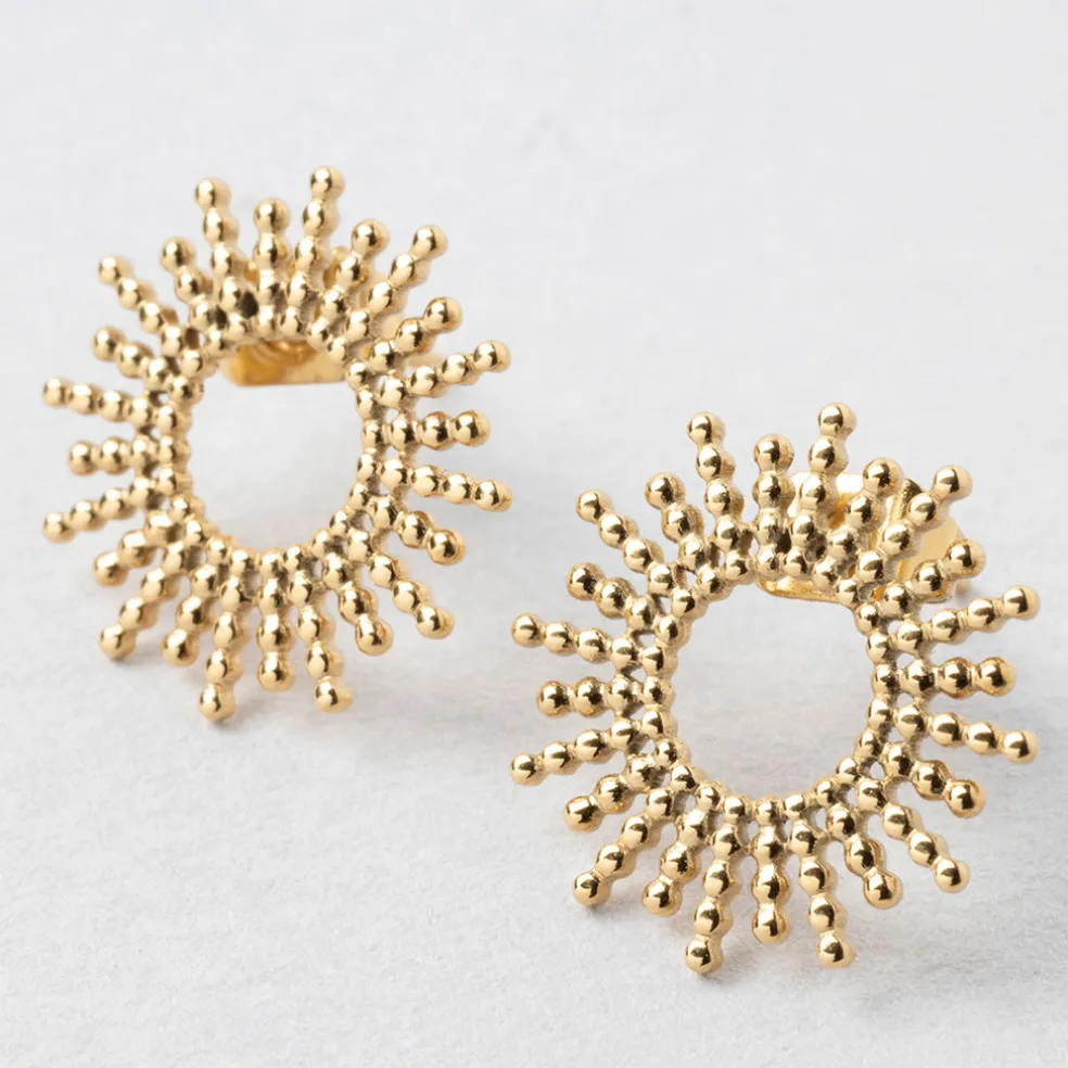 Lot de 2 boucles d'oreille soleil doré h10mm