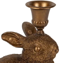 Lot de 2 bougeoirs lapin en poudre de pierre et fer mordoré - Floreal