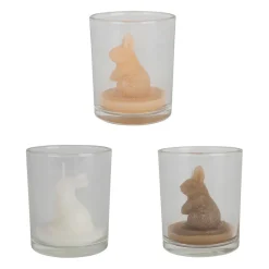 Lot de 3 bougies lapin blanc beige et marron 2h - Floreal