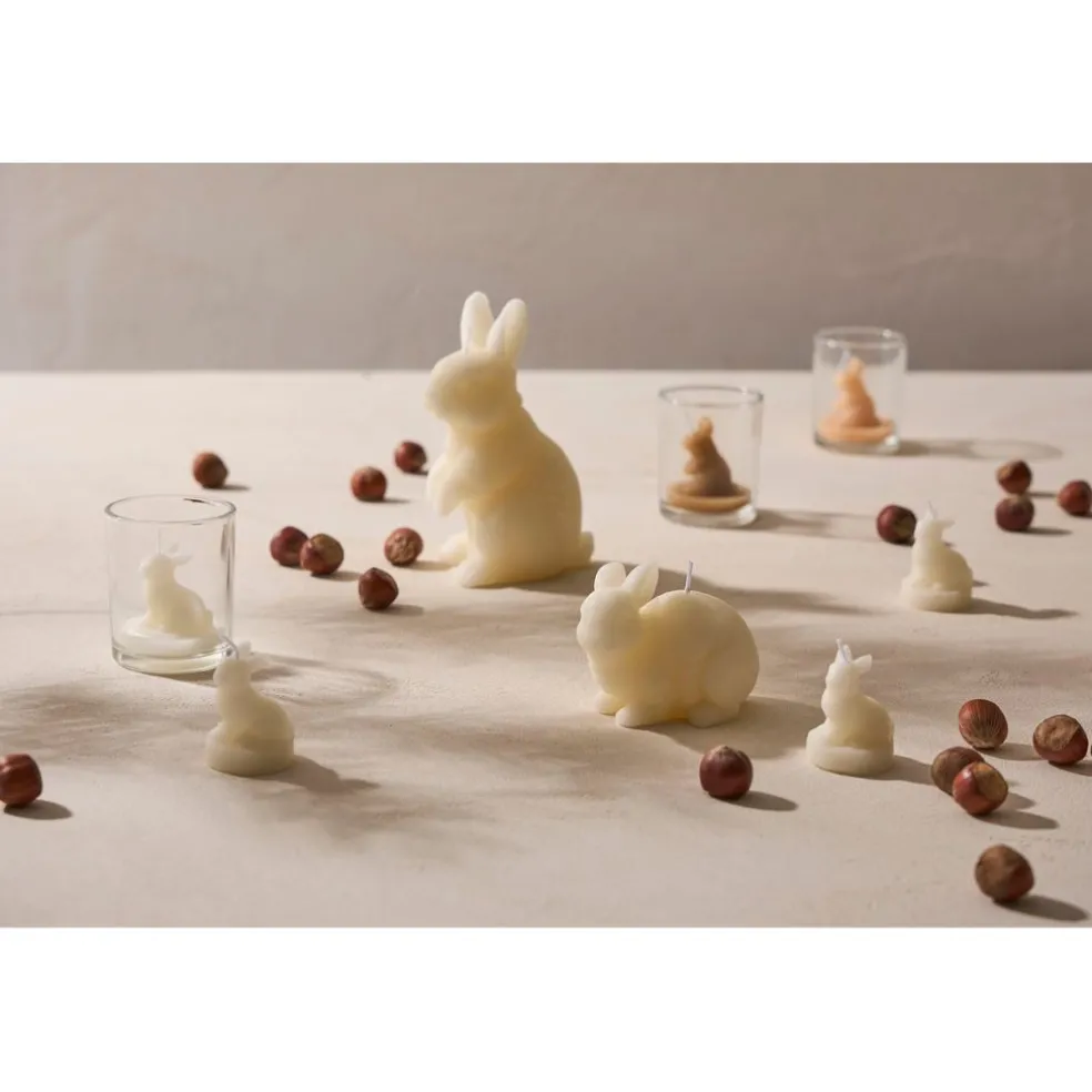 Lot de 3 bougies lapin blanc beige et marron 2h - Floreal