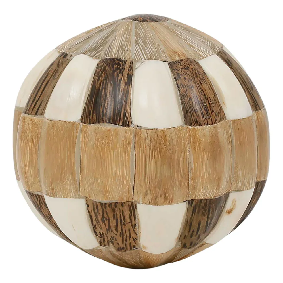 Lot de 6 boules décoratives en résine brun et ivoire d10cm - Karumba