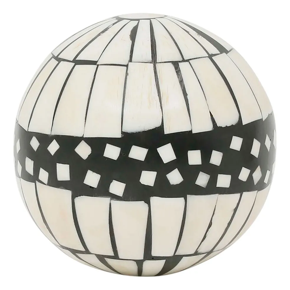 Lot de 6 boules décoratives en résine noir et blanc d10cm - Etnik