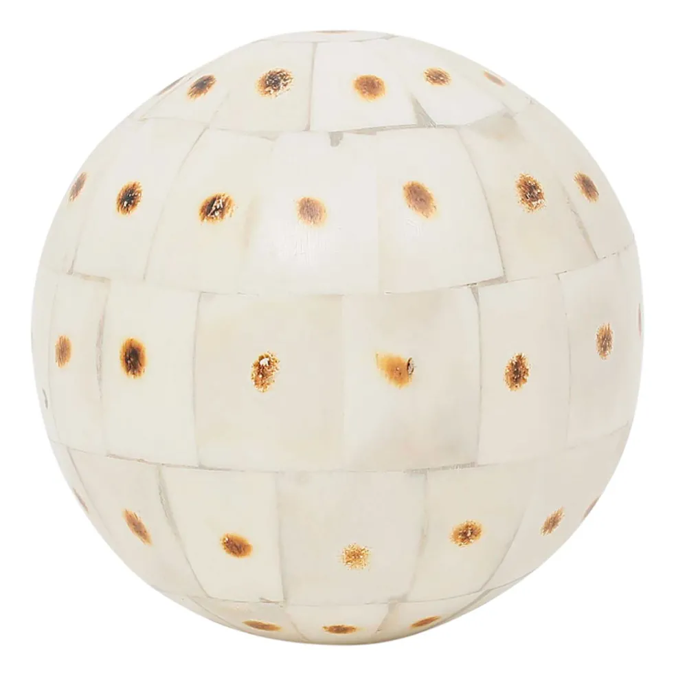 Lot de 6 boules décoratives en résine brun et blanc d10cm - Komati