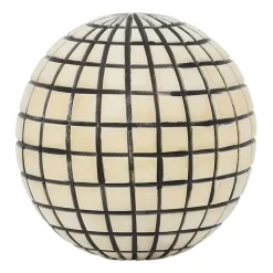 Lot de 6 boules décoratives en résine brun et blanc d10cm - Komati