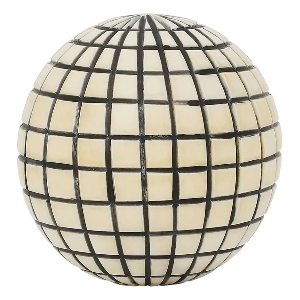 Lot de 6 boules décoratives en résine brun et blanc d10cm - Komati