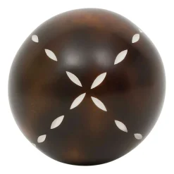 Lot de 6 boules décoratives en résine brun et blanc d10cm - Komati