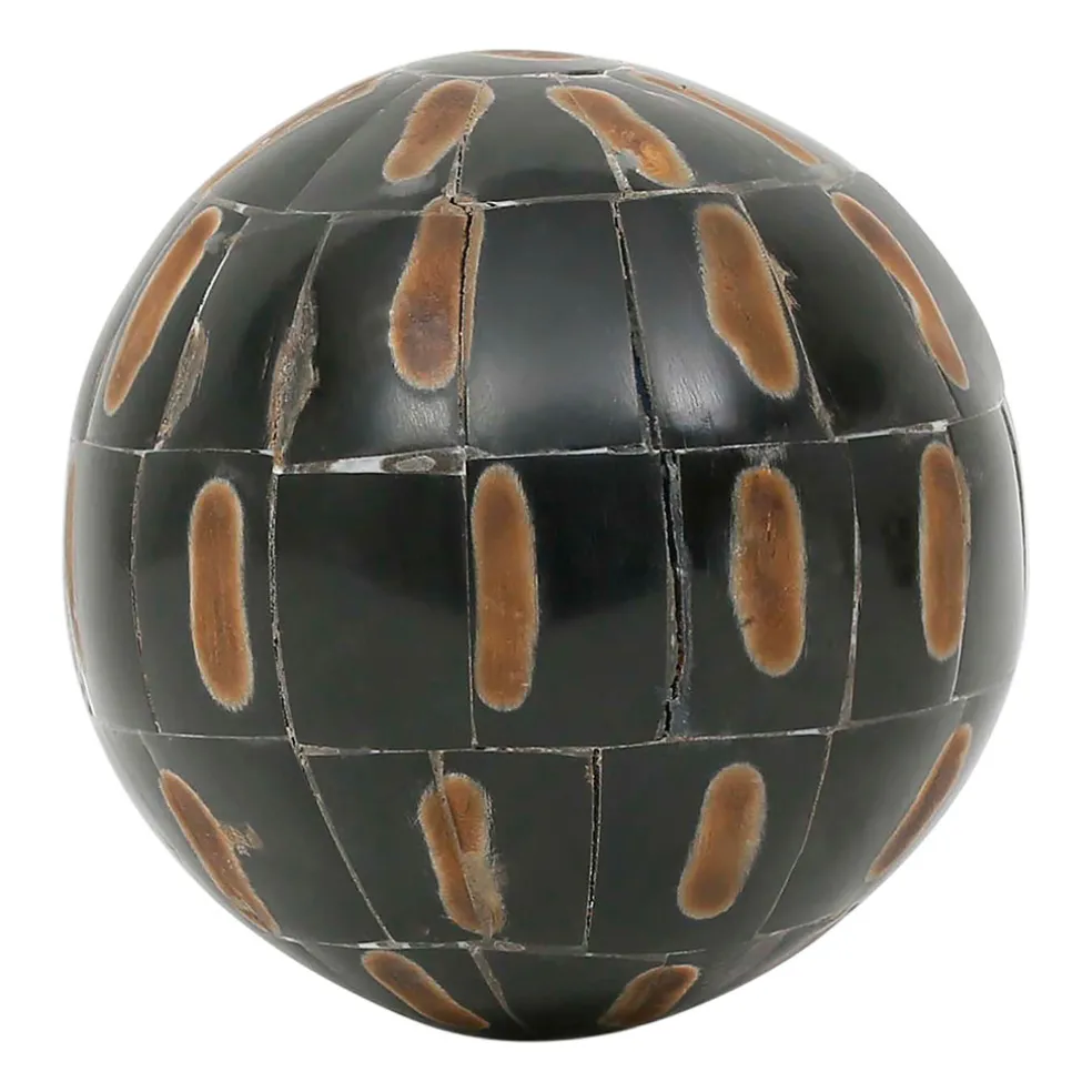 Lot de 6 boules décoratives en résine brun et ivoire - Sumba