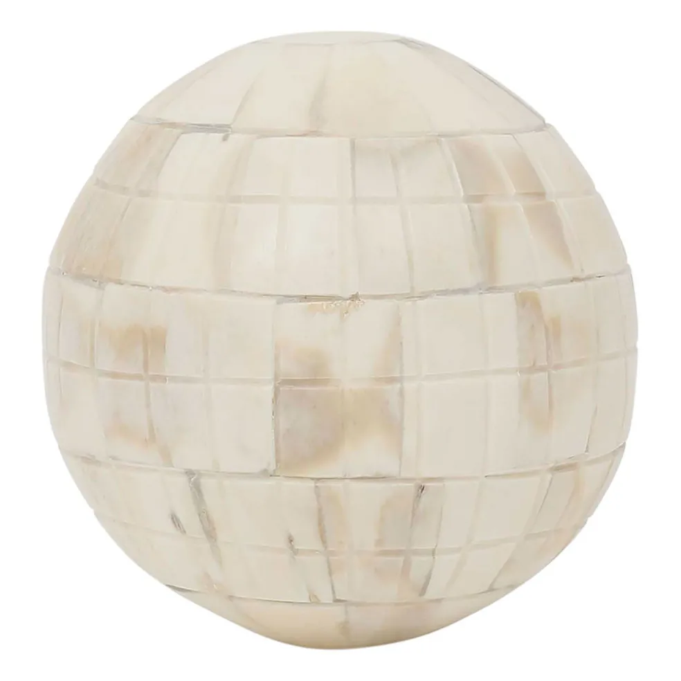 Lot de 6 boules décoratives en résine brun et ivoire - Sumba