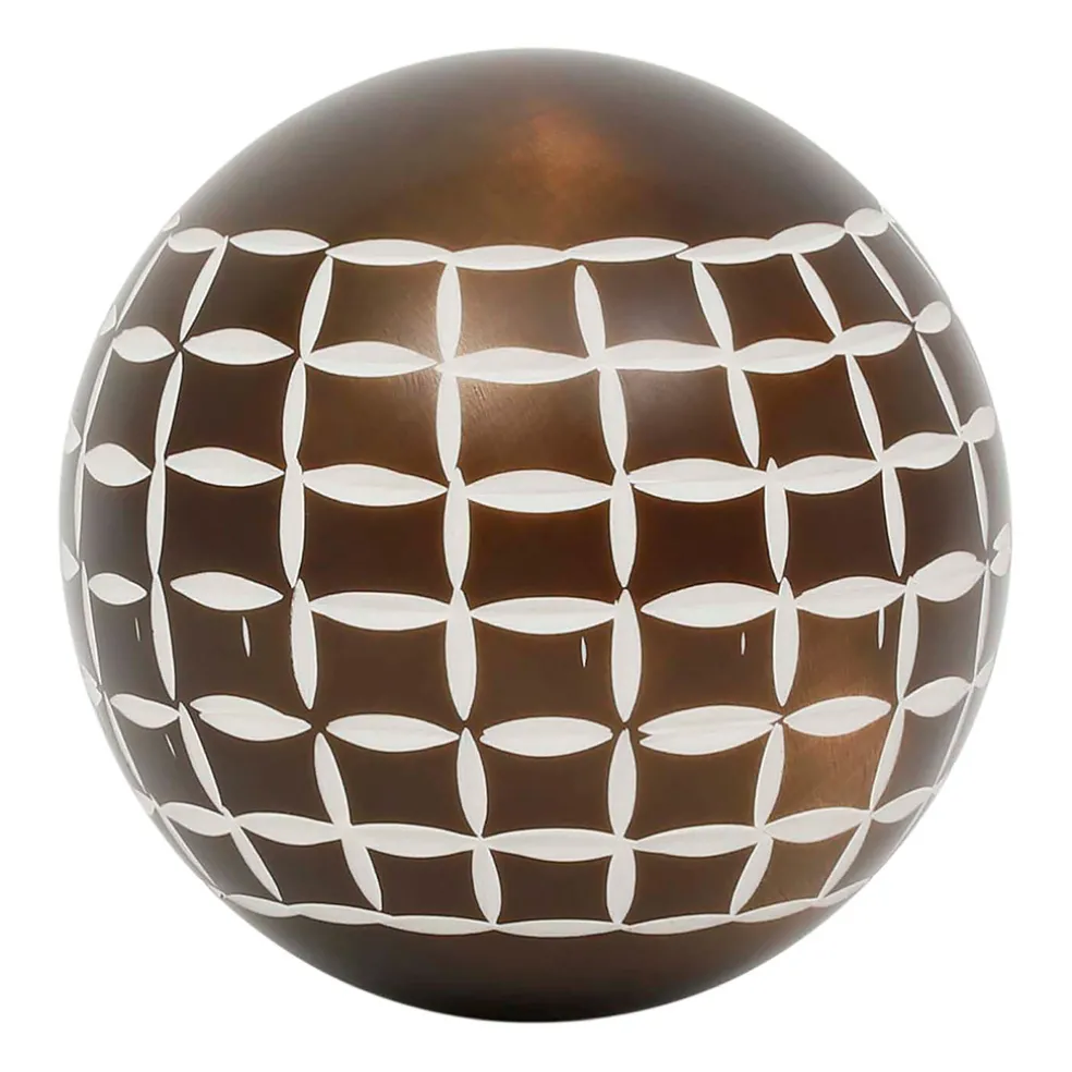 Lot de 6 boules décoratives en résine brun et ivoire - Sumba