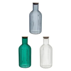 Lot de 3 bouteilles en verre borosilicate bleu émeraude et transparent 1.4L - Mycenes