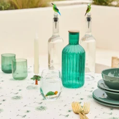 Lot de 3 bouteilles en verre borosilicate bleu émeraude et transparent 1.4L - Mycenes