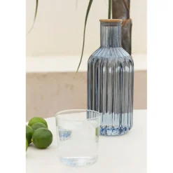 Lot de 3 bouteilles en verre borosilicate bleu émeraude et transparent 1.4L - Mycenes