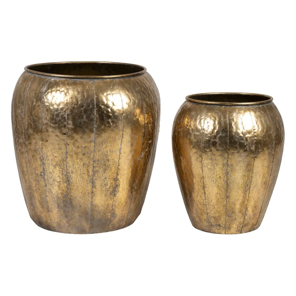 Lot de 2 caches pot en fer doré d48cm et d36cm - Baca