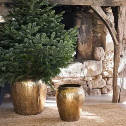 Lot de 2 caches pot en fer doré d48cm et d36cm - Baca