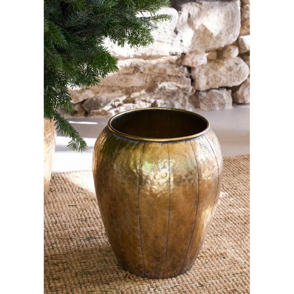 Lot de 2 caches pot en fer doré d48cm et d36cm - Baca