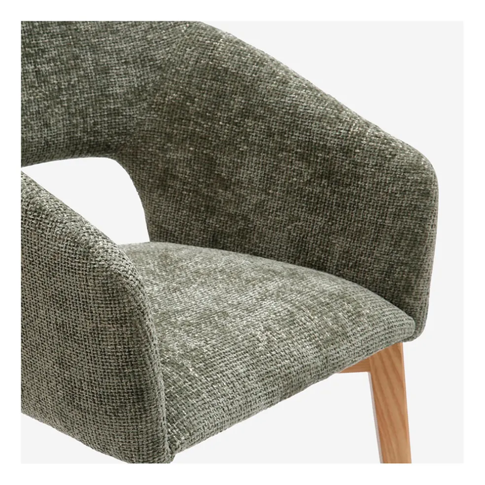 Lot de 2 chaises en tissu chenille vert - Rusti