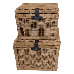 Lot de 2 coffres gigognes en rotin grisé - Java
