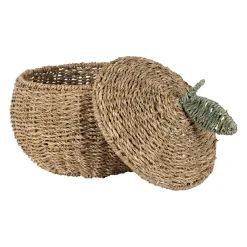 Lot de 2 corbeille pommes en jonc de mer naturel et vert - Les Fruits