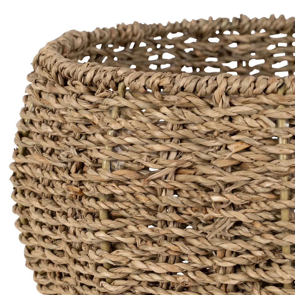 Lot de 2 corbeille pommes en jonc de mer naturel et vert - Les Fruits