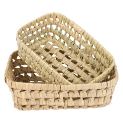 Lot de 2 corbeilles en feuille de palmier naturel 25x20xh10cm - Beezz