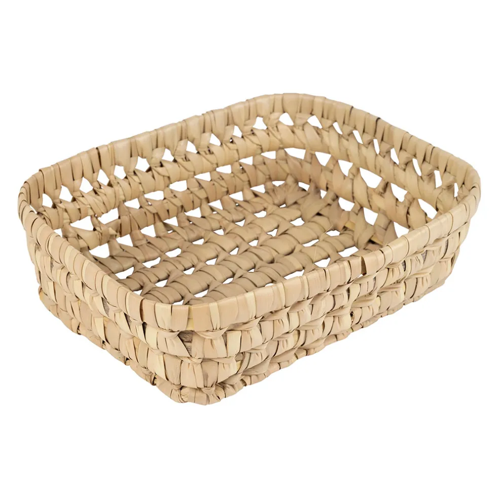 Lot de 2 corbeilles en feuille de palmier naturel 25x20xh10cm - Beezz