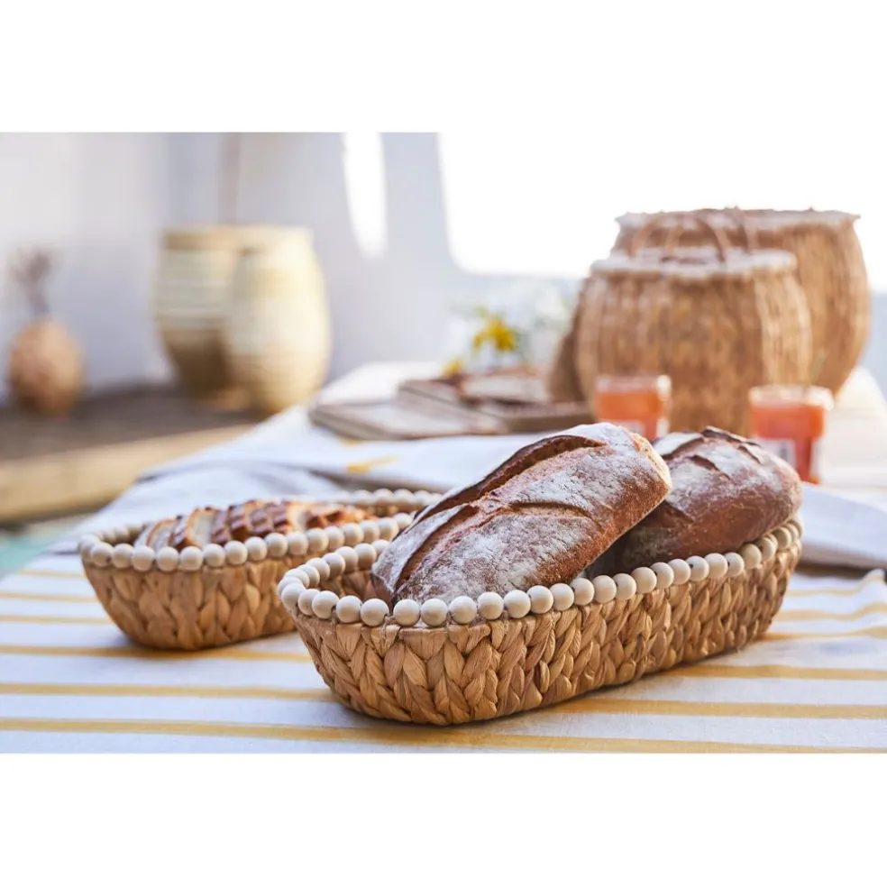 Lot de 2 corbeilles en Jacynthe d'eau et fer naturel - Eté A La Mer