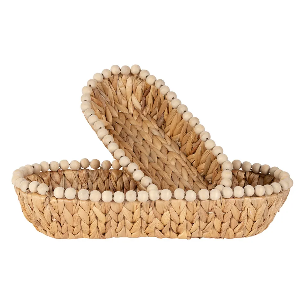 Lot de 2 corbeilles en Jacynthe d'eau et fer naturel - Eté A La Mer