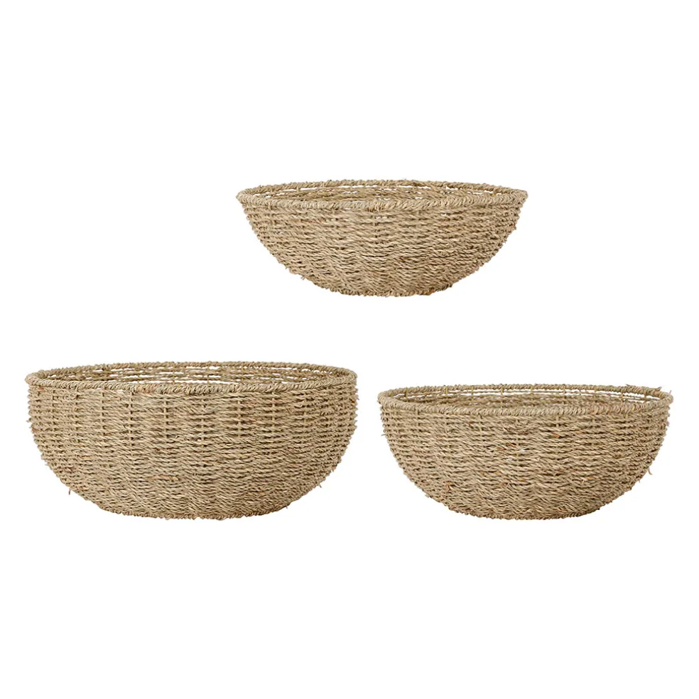 Lot de 3 corbeilles en jonc de mer naturel - Borneo