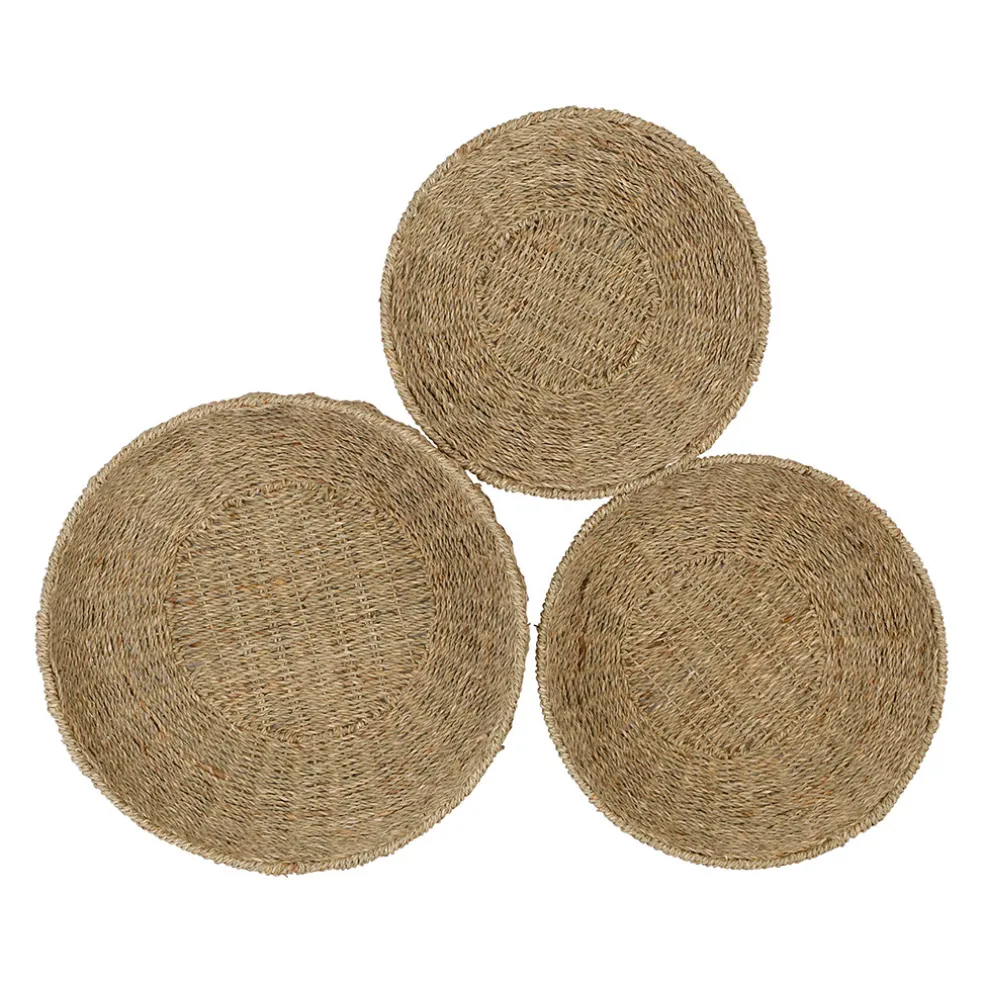 Lot de 3 corbeilles en jonc de mer naturel - Borneo