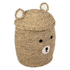 Lot de 2 corbeilles en jonc de mer naturel d31.5xh45cm - Famille