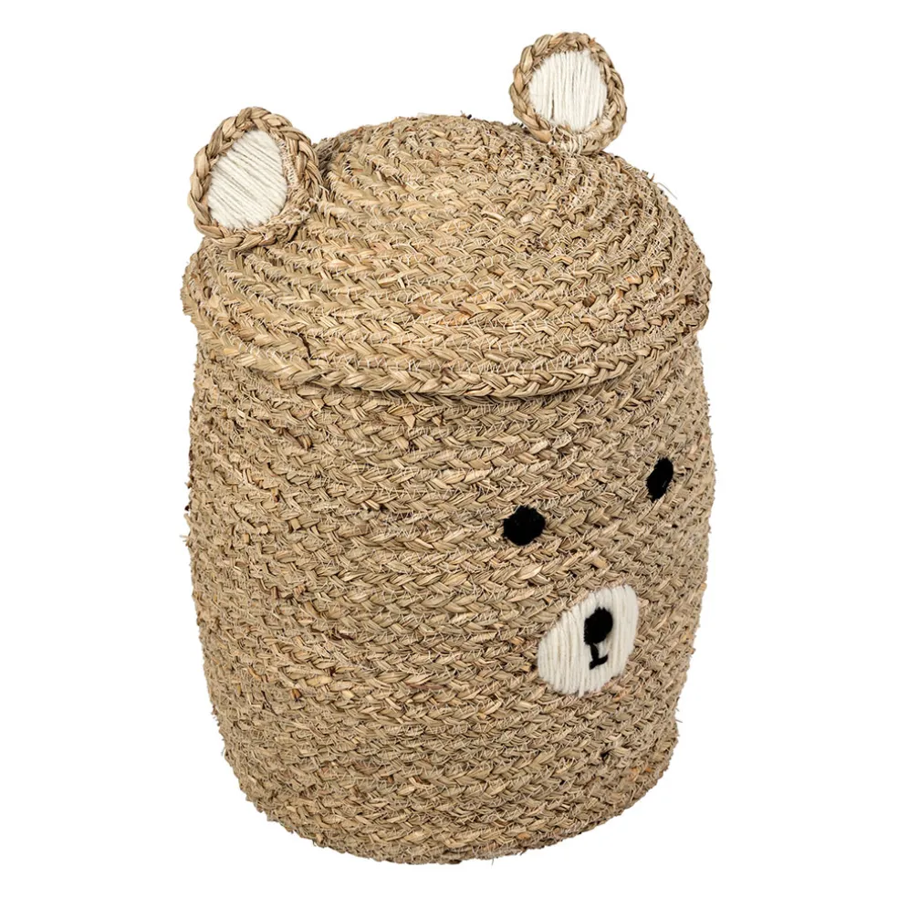 Lot de 2 corbeilles en jonc de mer naturel d31.5xh45cm - Famille