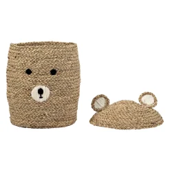 Lot de 2 corbeilles en jonc de mer naturel d31.5xh45cm - Famille