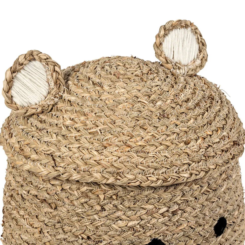 Lot de 2 corbeilles en jonc de mer naturel d31.5xh45cm - Famille