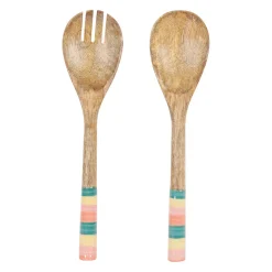 Lot de 2 couverts de salade en manguier multicolore - Patchuca