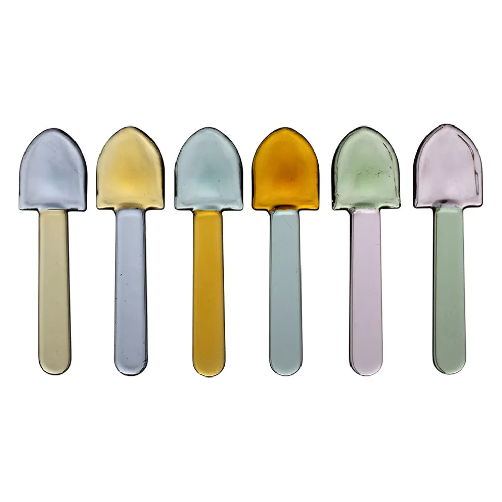 Lot de 6 cuillères à glace en verre borosilicate multicolore - Colorea