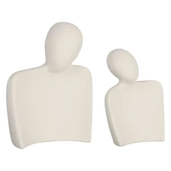 Lot de 2 décoration abstraite en grès écru - Greeka
