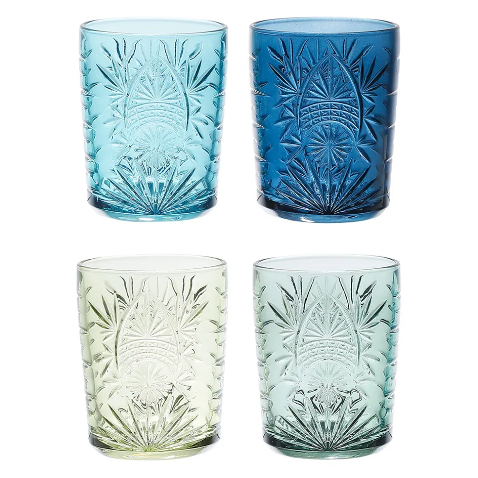 Lot de 4 gobelets en verre bleu 35cl - Starla