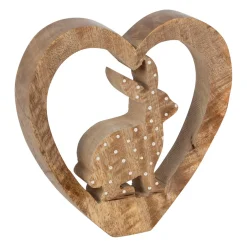 Lot de 2 Lapins cœur en manguier naturel et blanc - Floréal
