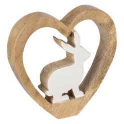 Lot de 2 Lapins cœur en manguier naturel et blanc - Floréal