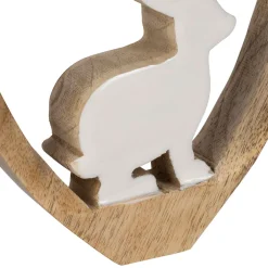Lot de 2 Lapins cœur en manguier naturel et blanc - Floréal