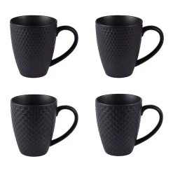 Lot de 4 mugs en porcelaine noir mat