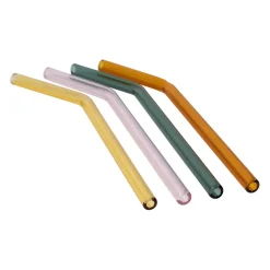Lot de 4 pailles en verre borosilicate multicolore h19cm - Funny