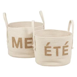 Lot de 2 paniers en coton et jute écru - Eté A La Mer